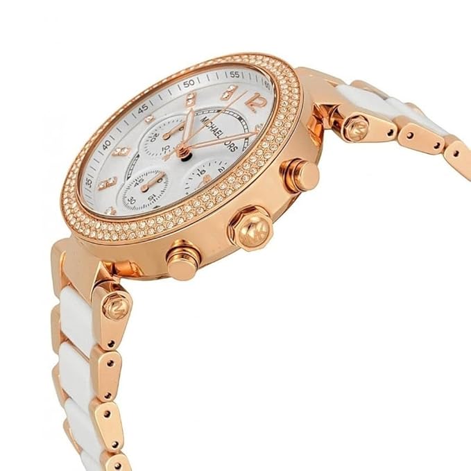 MK Parker Chronograph White Womens Watch For Girl Or Woman MK-5774