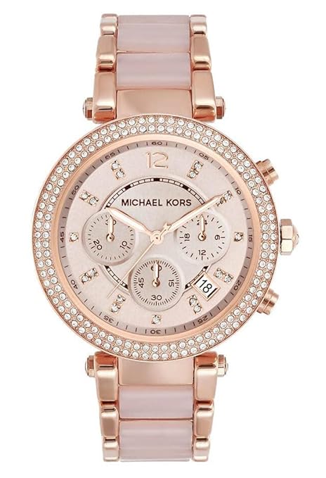 MK Rose Gold Dial Women's Watch For Girl Or Woman MK-5896 Two-Tone Strap Best Gift Watch
