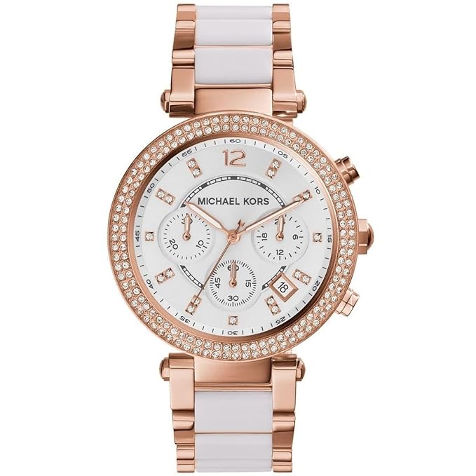MK Parker Chronograph White Womens Watch For Girl Or Woman MK-5774