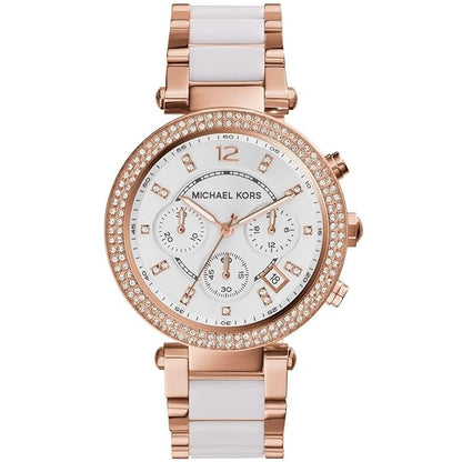 MK Parker Chronograph White Womens Watch For Girl Or Woman MK-5774