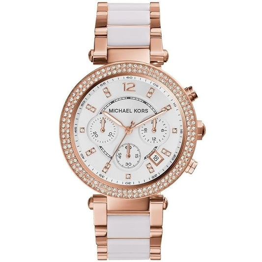 MK Parker Chronograph White Womens Watch For Girl Or Woman MK-5774