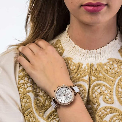 MK Parker Chronograph White Womens Watch For Girl Or Woman MK-5774