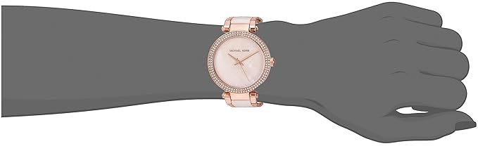 Michael Kors Parker Two-Tone Strap Chronograph Women's Watch White Dial Diamond Case MK-0129