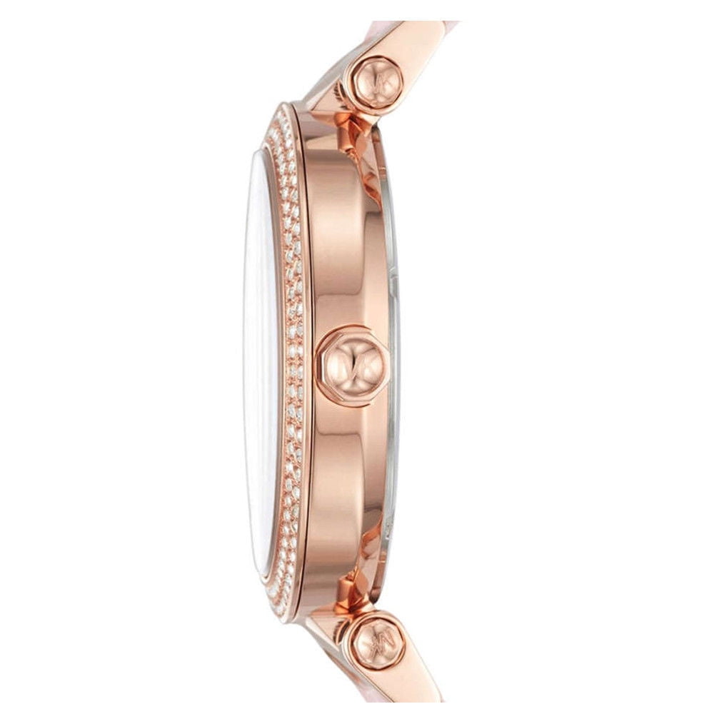 Michael Kors Parker Two-Tone Strap Chronograph Women's Watch White Dial Diamond Case MK-0129