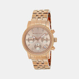 Michael kors Two-Tone starp Women’s Chronograph MK-6077 Watch for Girl or Woman Rose Gold Dial Diamond Case Date Best Gift For Women