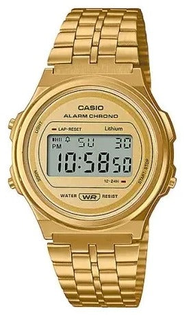 Casio Vintage Digital Men's Watch Casio A171WEG-9AEF Watch alarm timer light Gold stainless steel Strap- Best Gift Unisex young watch