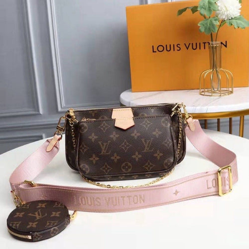 Cross Body Handbag In Stunning Brown Checks Pattern Pink Color Belt Women's Or Girls Bag Along with sling- Stylist Daily Use Bag LV-2873