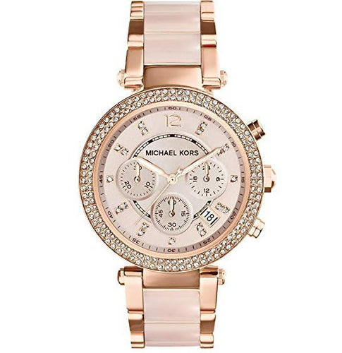 Rose Gold Dial Women's Watch For Girl Or Woman Mk5896 Two-Tone Strap Best Gift Watch