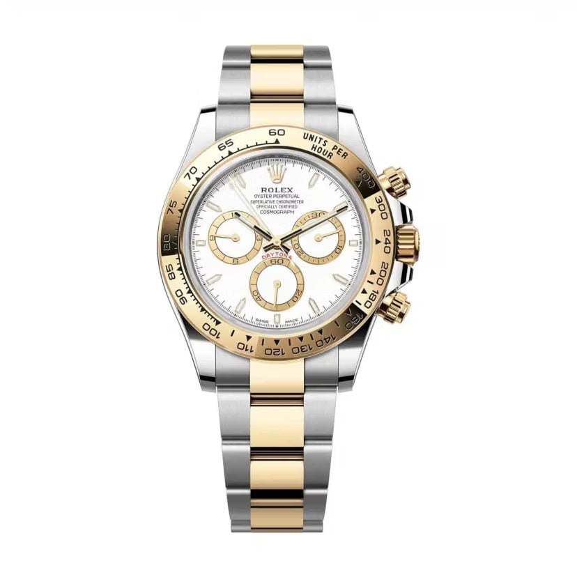 RLX Stainless Steel Dual Color Strap With White Dial Chronograph Watch For Men
