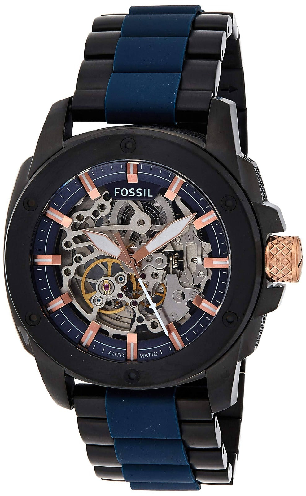 Fossil Skeleton Black Chronograph Automatic Mens Watch Me3133 Formal Casual Metal Watch For Man