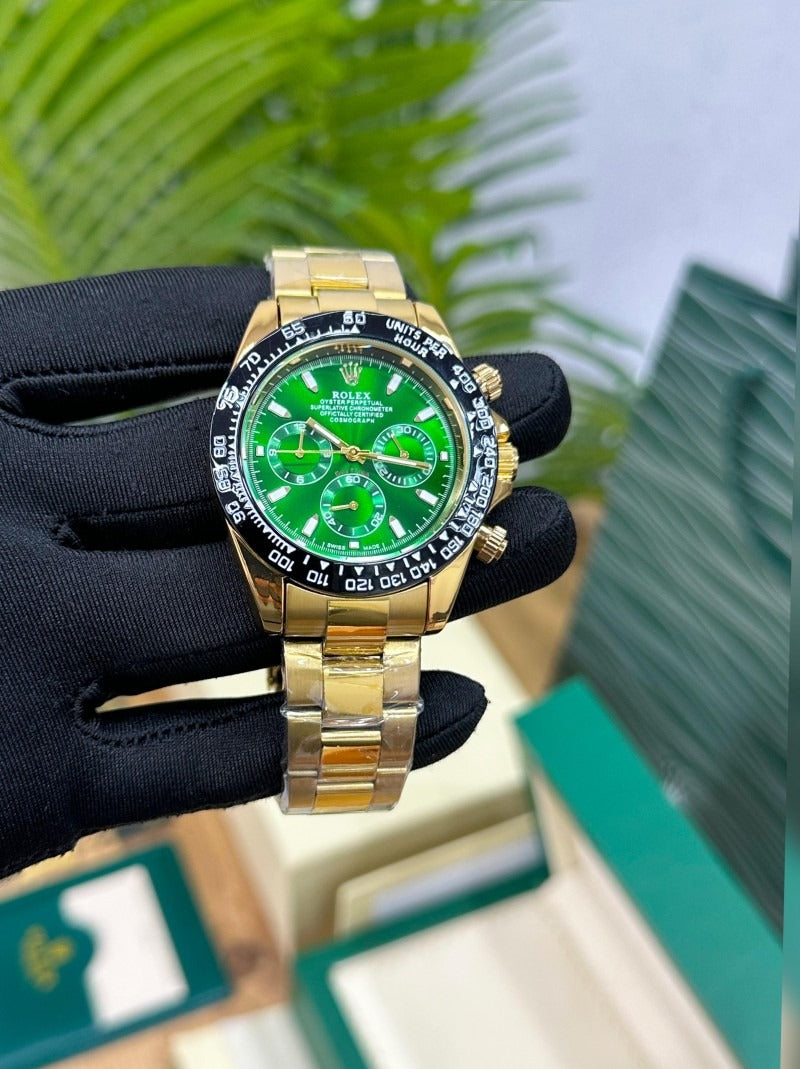 Rolex Oyster Perpetual Daytona Green Dial Metal Men's Watch For RLX-GG