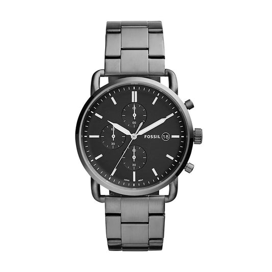 Fossil FS555 Black Dial with Chronograph Date Stainless Steel Straps Men's Watch for Man
