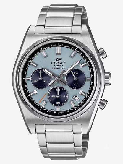 Casio Edifice Chronograph Quartz Men's Watch With Silver Strap/Blue Dial ED414