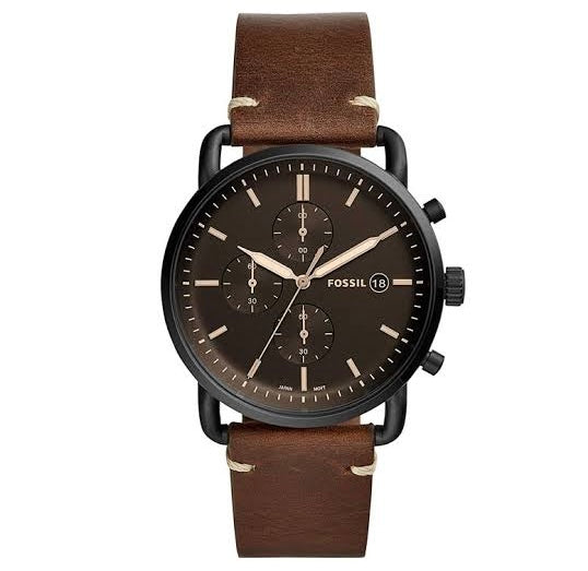 Fossil Analogue-Digital Men's Watch (Black Dial Brown Colored Strap) FS-05015 - Best for Gift