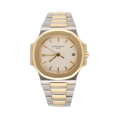 Patek Philippe Nautilus Mad Watch Quartz Movement White Dial Silver And Gold Strap Dated Watch For Men's-Best Men's Collection PP-5665