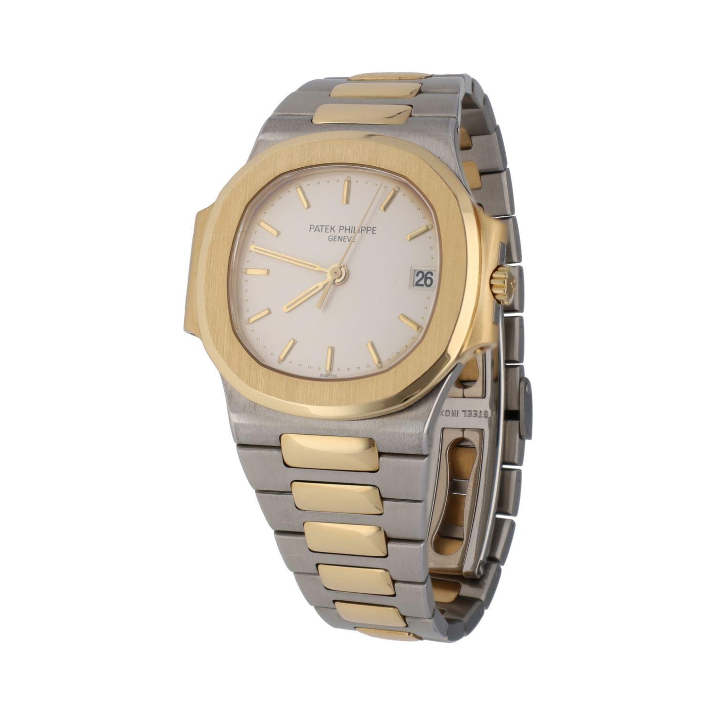 Patek Philippe Nautilus Mad Watch Quartz Movement White Dial Silver And Gold Strap Dated Watch For Men's-Best Men's Collection PP-5665