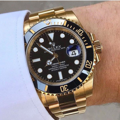 Submariner Quartz Gold Black Dial Metal Men's Watch for Man Sub-GB