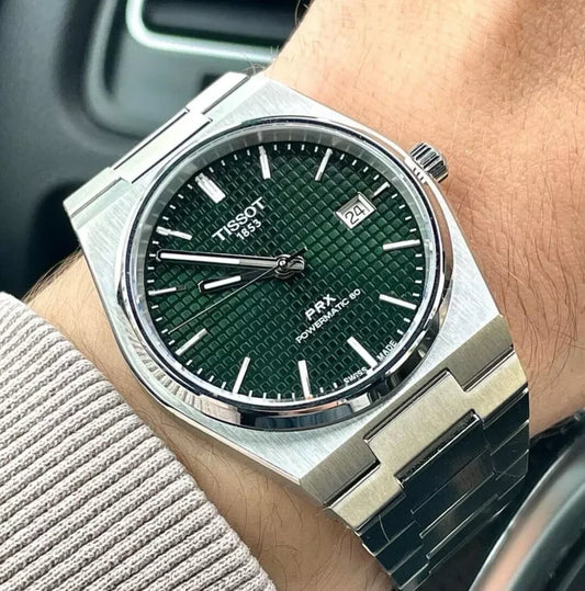 Tissot PRX Powermatic 80 Green Dial Silver Steel Strap Watch for Men - TS-4104
