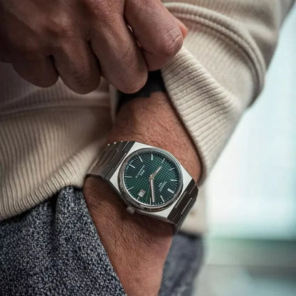 Tissot PRX Powermatic 80 Green Dial Silver Steel Strap Watch for Men - TS-4104