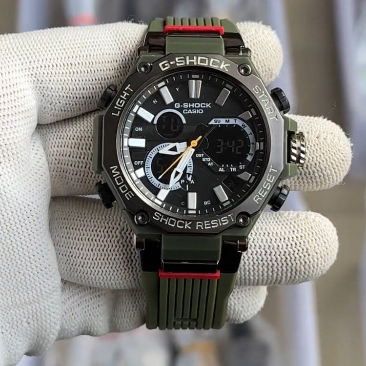 Casio G-Shock Analog-Digital Black Dial x Green Strap Men's Watch-GS-6061