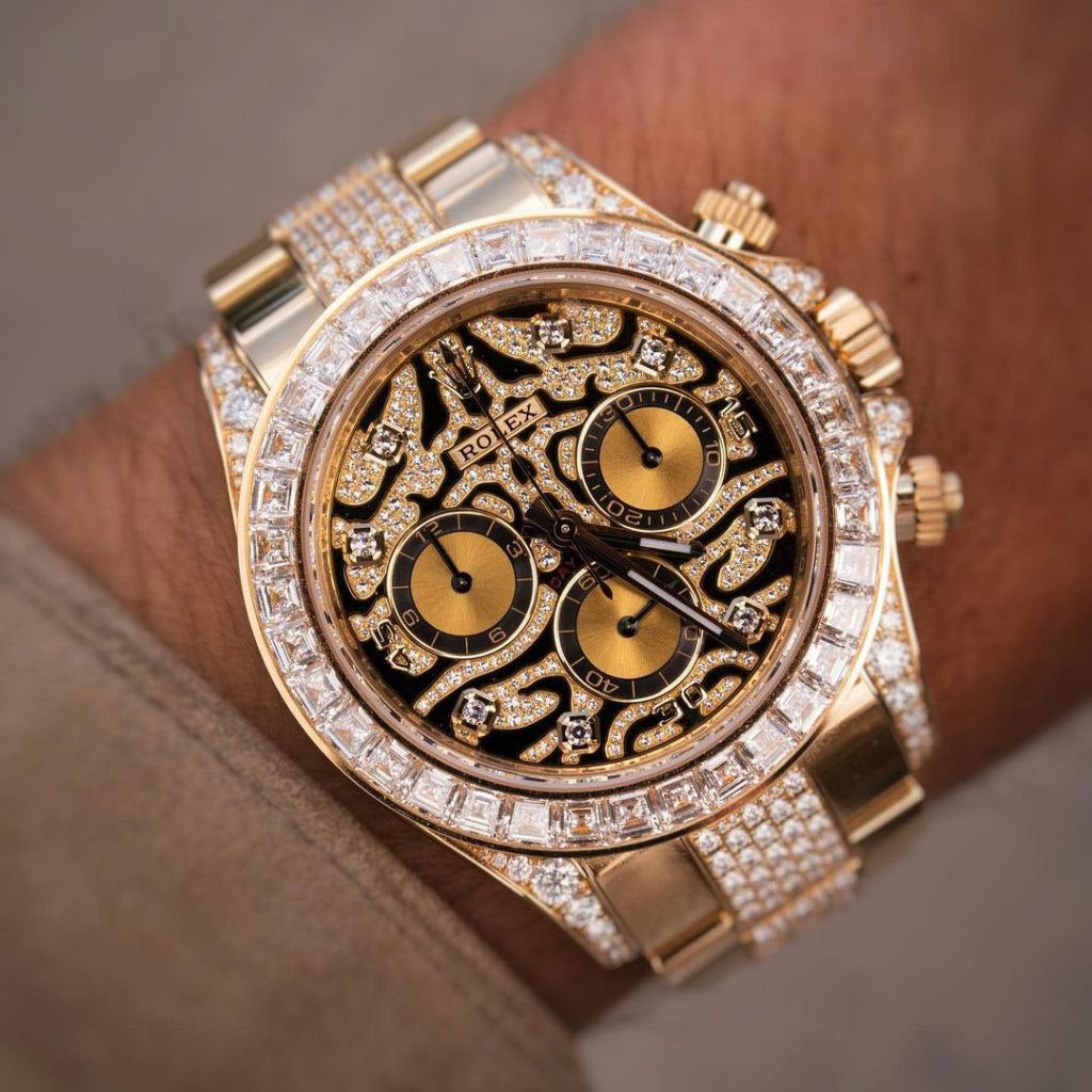 RLX Diamond Set - Eye of the Tiger Watch With Rosegold Color For Men's And Women's-Rlx-Tiger-4042