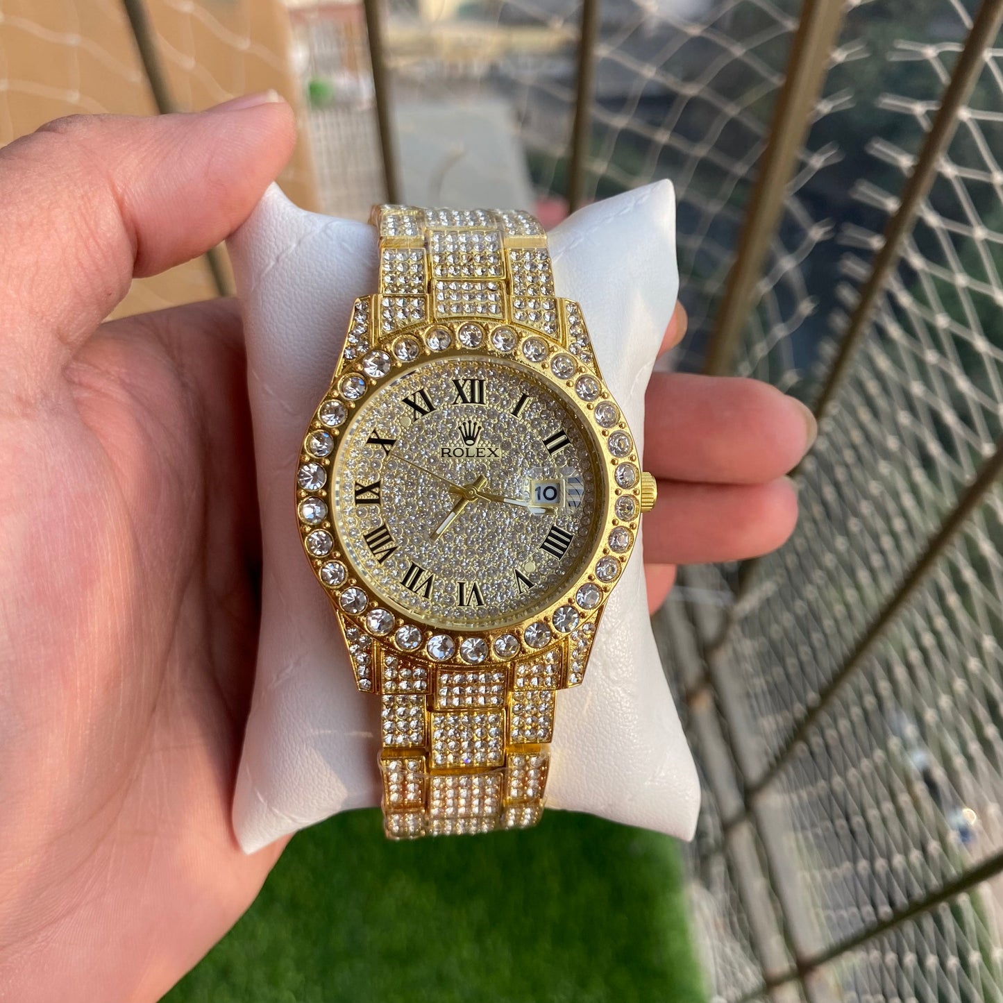 Rolex Analog Diamond Set Gold Watch Royal Stainless Steel RLX-8082