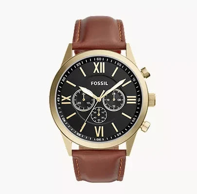 Fossil Chronograph Black Dial Brown Leather Belt Men's Watch - FS-4823