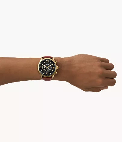 Fossil Chronograph Black Dial Brown Leather Belt Men's Watch - FS-4823