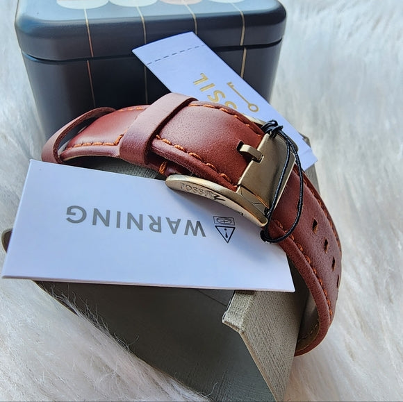 Fossil Chronograph Black Dial Brown Leather Belt Men's Watch - FS-4823