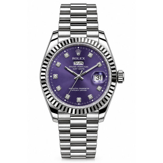Role_x Datejust Diamond Dial Watch - Blue Dial/Silver Strap RLX-2543