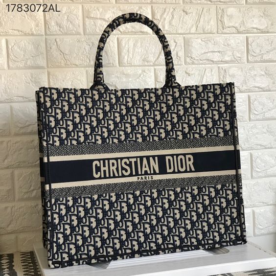 Christian Dior Women Fashion Blue Oblique Canvas Large Book Tote Handbag Tote Blue Dior Around The World Sauvage Embroidery Medium Bag For Women's Or Girls Bag - Best Casual Use Bag DR-7734-WBG