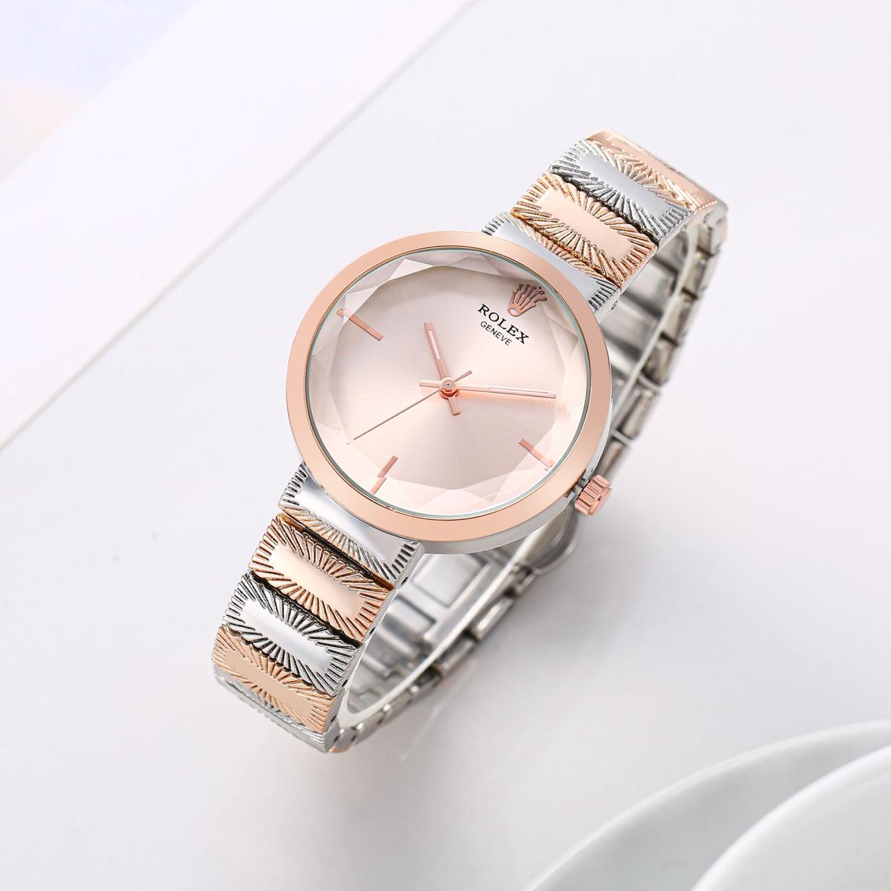 Women's Acnos Chronograph Rose-Gold Dial Rose-Gold & Silver Strap Watch For Women RLX-2410
