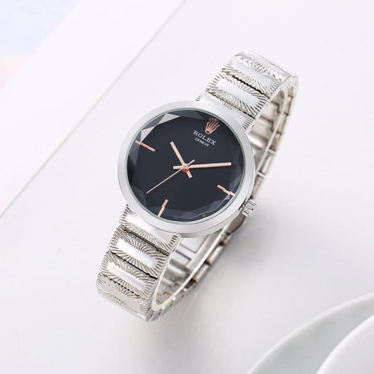 Women's Acnos Chronograph Black Dial Silver Strap Watch For Women RLX-2412