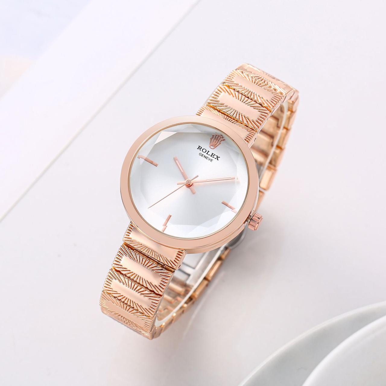 Women's Acnos Chronograph White Dial Rosegold Strap Watch For Women RLX-2413