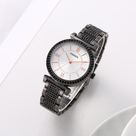 Women's Acnos Chronograph White Dial Black Strap Watch For Women ES-2414