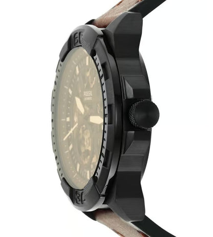 Fossil Automatic In Black & Transparent Case With Dark Brown Color Strap Watch For Men's Watch ME-3219 Formal Casual Metal Watch For Man