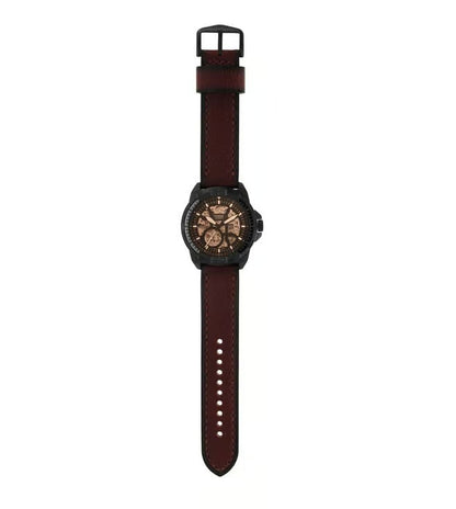 Fossil Automatic In Black & Transparent Case With Dark Brown Color Strap Watch For Men's Watch ME-3219 Formal Casual Metal Watch For Man