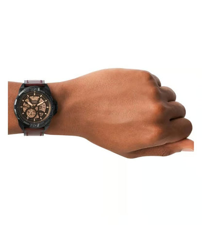 Fossil Automatic In Black & Transparent Case With Dark Brown Color Strap Watch For Men's Watch ME-3219 Formal Casual Metal Watch For Man