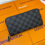 Premium Quality Women's Wallet Authentic Black and Blue Color And Checks Design With Brand Box Women's Or Girls Iconic Zip wallet - Classy Look And Best Quality Wallet LV-B06