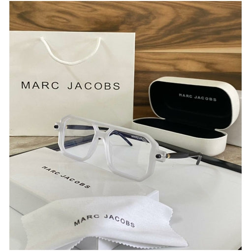 Marc Jacobs Latest Design Mtorcycle Heavy Material Transparent lens And White Color Avitor Frame And Black Stick? Sunglass For Men's And Women's OR Girls MJ-9099_Best Stylist Sunglass