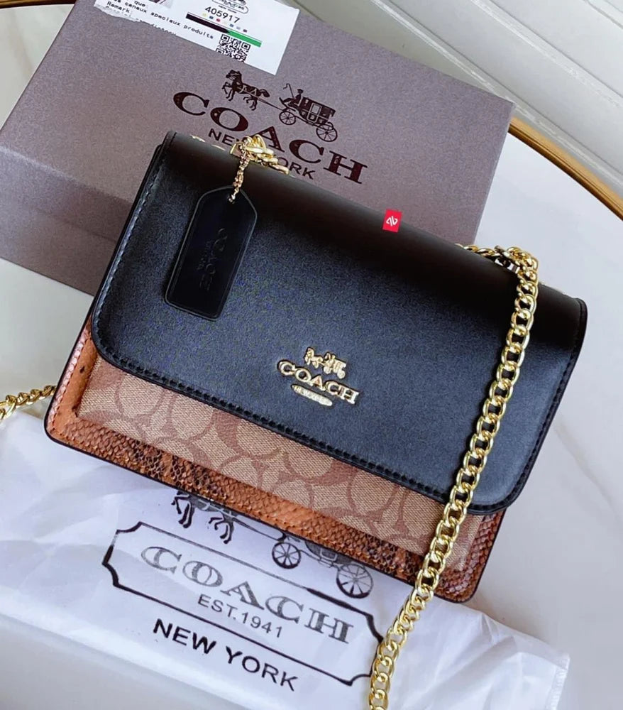 Coach Black- Brown New Leather Bag Stylist Daily Use Hand-Bag CO-4455-WBG