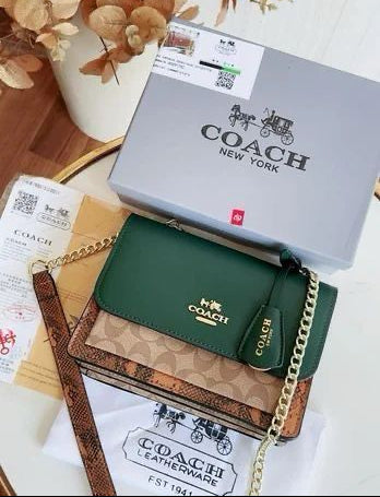 Coach Green-Brown New Leather Bag Stylist Daily Use Hand-Bag CO-4453-WBG