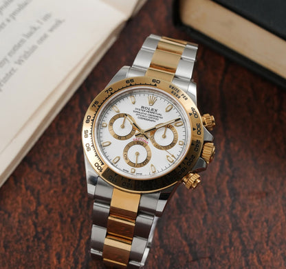 RLX Stainless Steel Dual Color Strap With White Dial Chronograph Watch For Men