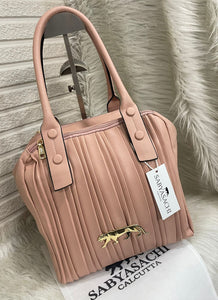 Tote Handbag Premium Quality Bag In a Attractive Stylist In Baby Pink Color Hand Bag With Tote Bags Branding, Tag & Dust Cover With 3 Apartment And Long Sling For Women's Or Girl's SS-9102B