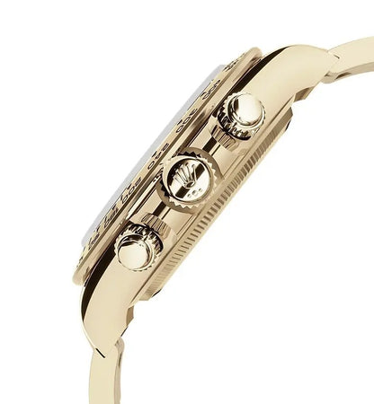 Rolex Chronograph Men's Watch With Golden Dial Stainless Steel Strap RLX-9858