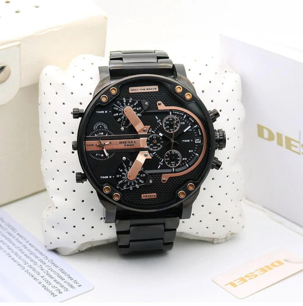 Diesel Big Daddy Multi-Function Chronograph Analog Black-RoseGold Dial Men's Watch DZ-8015
