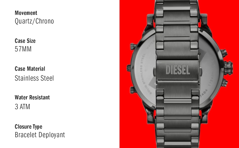 Diesel Big Daddy Multi-Function Chronograph Analog Black-Gold Dial Men's Watch DZ-8014