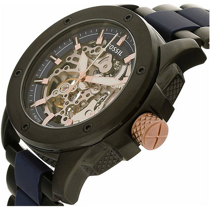 Fossil Skeleton Black Chronograph Automatic Mens Watch Me3133 Formal Casual Metal Watch For Man