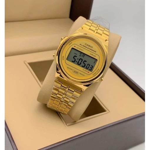 Casio Vintage Digital Men's Watch Casio A171WEG-9AEF Watch alarm timer light Gold stainless steel Strap- Best Gift Unisex young watch