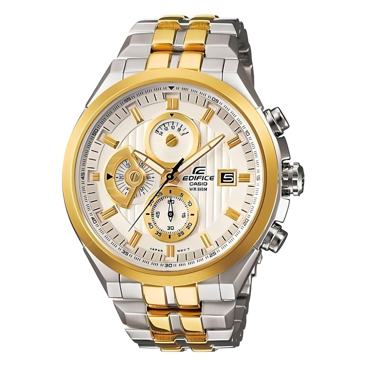 Casio Edifice Chronograph Men's Watch With Silver Gold Color & Stainless Steel Strap And Fossil Chronograph Blue Dial with Leather Strap Watch for Men FS-5401